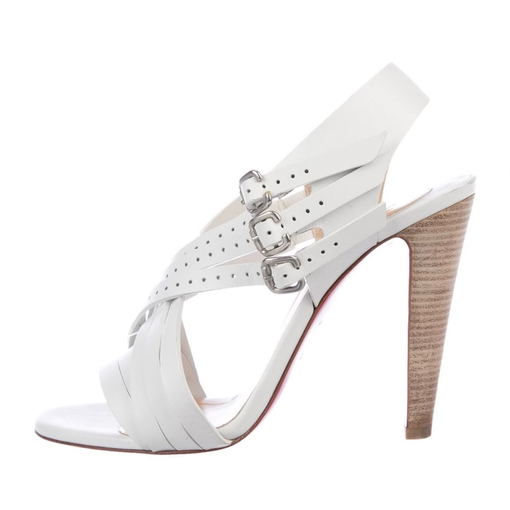 Rare! ✨Christian Louboutin Guernica 100 Calf/Cuoio Heel White/Grezzo - Picture 10 of 10